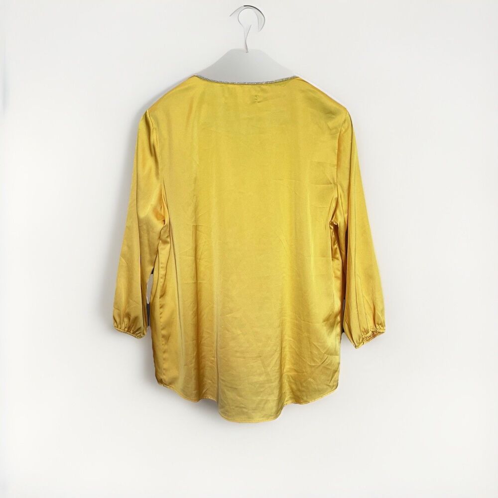 MARC NEW YORK ANDREW MARC MUSTARD YELLOW Women’s Size Medium Blouse - Picture 3 of 7